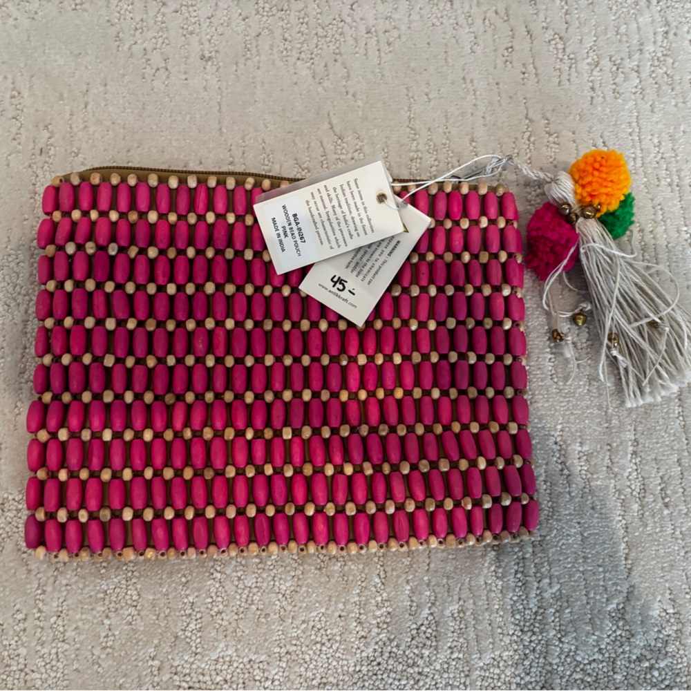 Antik Kraft Pink Beaded Clutch NWT